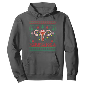 Christmas Lights And Reproductive Rights Hoodie Xmas Feminist Supporter Gift TS12 Dark Heather Print Your Wear