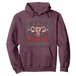Christmas Lights And Reproductive Rights Hoodie Xmas Feminist Supporter Gift TS12 Maroon Print Your Wear