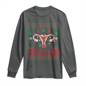 Christmas Lights And Reproductive Rights Long Sleeve Shirt Xmas Feminist Supporter Gift TS12 Dark Heather Print Your Wear