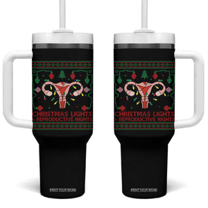 Christmas Lights And Reproductive Rights Tumbler With Handle Xmas Feminist Supporter Gift TS12 One Size: 40 oz Black Print Your Wear