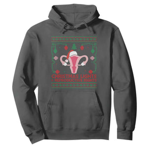 Christmas Lights And Reproductive Rights Ugly Christmas Hoodie Feminist Holiday Gift TS12 Dark Heather Print Your Wear