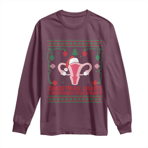 Christmas Lights And Reproductive Rights Ugly Christmas Long Sleeve Shirt Feminist Holiday Gift TS12 Maroon Print Your Wear