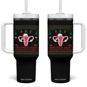 Christmas Lights And Reproductive Rights Ugly Christmas Tumbler With Handle Feminist Holiday Gift TS12 One Size: 40 oz Black Print Your Wear