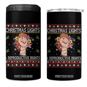 Funny Feminist Lights And Reproductive Rights 4 in 1 Can Cooler Tumbler Ugly Christmas Gift TS12 One Size: 16 oz Black Print Your Wear