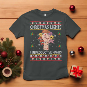 Funny Feminist Lights And Reproductive Rights T Shirt Ugly Christmas Gift TS12 Dark Heather Print Your Wear
