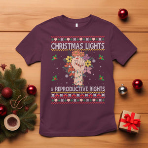 Funny Feminist Lights And Reproductive Rights T Shirt Ugly Christmas Gift TS12 Maroon Print Your Wear