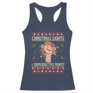 Funny Feminist Lights And Reproductive Rights Racerback Tank Top Ugly Christmas Gift TS12 Navy Print Your Wear