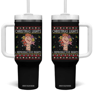 Funny Feminist Lights And Reproductive Rights Tumbler With Handle Ugly Christmas Gift TS12 One Size: 40 oz Black Print Your Wear
