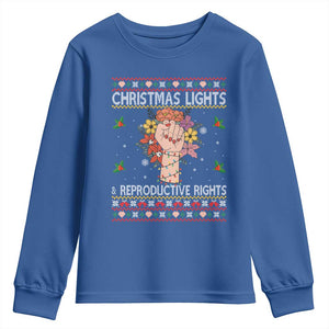 Funny Feminist Lights And Reproductive Rights Youth Sweatshirt Ugly Christmas Gift TS12 Royal Blue Print Your Wear