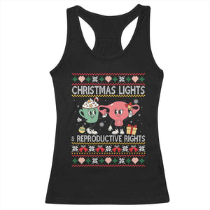 Funny Feminist Christmas Lights And Reproductive Rights Ugly Holiday Gift Racerback Tank Top TS12 Black Print Your Wear