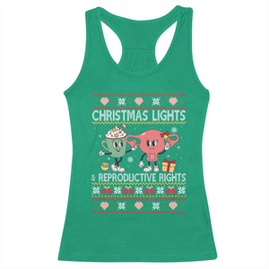 Funny Feminist Christmas Lights And Reproductive Rights Ugly Holiday Gift Racerback Tank Top TS12 Irish Green Print Your Wear