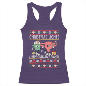 Funny Feminist Christmas Lights And Reproductive Rights Ugly Holiday Gift Racerback Tank Top TS12 Purple Print Your Wear