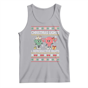 Funny Feminist Christmas Lights And Reproductive Rights Ugly Holiday Gift Tank Top TS12 Athletic Heather Print Your Wear