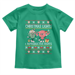 Funny Feminist Christmas Lights And Reproductive Rights Ugly Holiday Gift Toddler T Shirt TS12 Irish Green Print Your Wear
