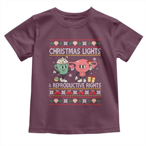 Funny Feminist Christmas Lights And Reproductive Rights Ugly Holiday Gift Toddler T Shirt TS12 Maroon Print Your Wear