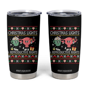 Funny Feminist Christmas Lights And Reproductive Rights Ugly Holiday Gift Tumbler Cup TS12 Black Print Your Wear
