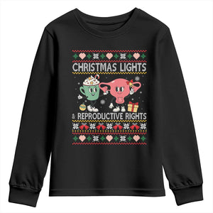 Funny Feminist Christmas Lights And Reproductive Rights Ugly Holiday Gift Youth Sweatshirt TS12 Black Print Your Wear