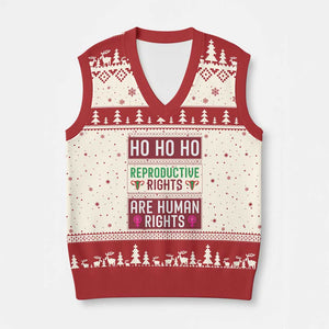 Funny Christmas Feminist Gift V-Neck Knit Sweater Vest Reproductive Rights Are Human Rights TS12 Beige Red Print Your Wear