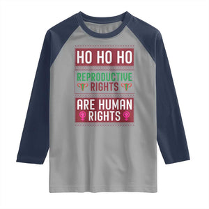 Funny Christmas Feminist Gift Raglan Shirt Reproductive Rights Are Human Rights TS12 Sport Gray Navy Print Your Wear