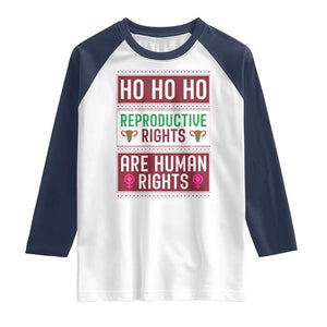 Funny Christmas Feminist Gift Raglan Shirt Reproductive Rights Are Human Rights TS12 White Navy Print Your Wear