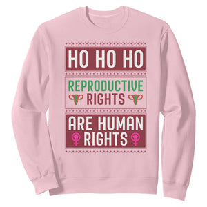 Funny Christmas Feminist Gift Sweatshirt Reproductive Rights Are Human Rights TS12 Light Pink Print Your Wear