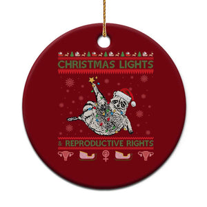 Christmas Lights And Reproductive Rights Ugly Christmas Ceramic Ornament Feminist Raccoon Gift TS12 1pc Red Print Your Wear
