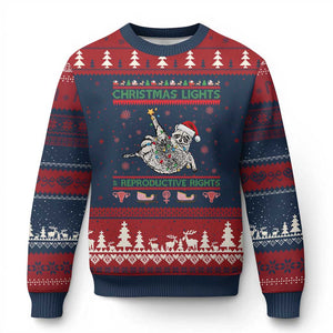 Christmas Lights And Reproductive Rights Ugly Christmas Ugly Christmas Sweater Feminist Raccoon Gift TS12 Navy Red Print Your Wear