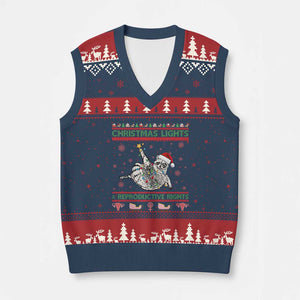 Christmas Lights And Reproductive Rights Ugly Christmas V-Neck Knit Sweater Vest Feminist Raccoon Gift TS12 Navy Red Print Your Wear