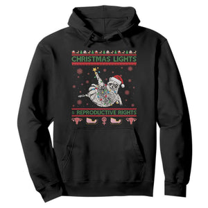 Christmas Lights And Reproductive Rights Ugly Christmas Hoodie Feminist Raccoon Gift TS12 Black Print Your Wear
