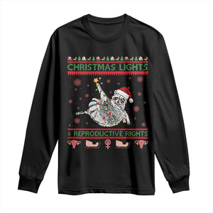 Christmas Lights And Reproductive Rights Ugly Christmas Long Sleeve Shirt Feminist Raccoon Gift TS12 Black Print Your Wear