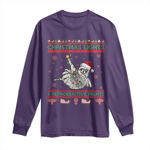 Christmas Lights And Reproductive Rights Ugly Christmas Long Sleeve Shirt Feminist Raccoon Gift TS12 Purple Print Your Wear