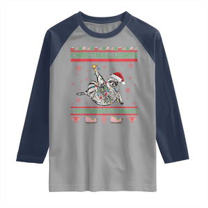 Christmas Lights And Reproductive Rights Ugly Christmas Raglan Shirt Feminist Raccoon Gift TS12 Sport Gray Navy Print Your Wear