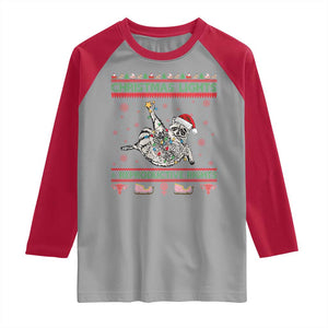 Christmas Lights And Reproductive Rights Ugly Christmas Raglan Shirt Feminist Raccoon Gift TS12 Sport Gray Red Print Your Wear