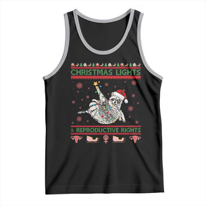 Christmas Lights And Reproductive Rights Ugly Christmas Tank Top Feminist Raccoon Gift TS12 Black Athletic Heather Print Your Wear