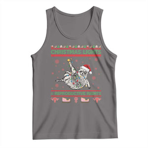 Christmas Lights And Reproductive Rights Ugly Christmas Tank Top Feminist Raccoon Gift TS12 Deep Heather Print Your Wear