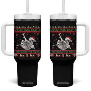 Christmas Lights And Reproductive Rights Ugly Christmas Tumbler With Handle Feminist Raccoon Gift TS12 One Size: 40 oz Black Print Your Wear