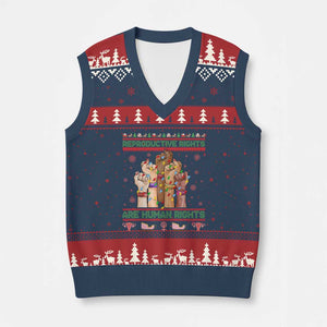 Ugly Xmas Feminist Raccoon Gift V-Neck Knit Sweater Vest Reproductive Rights Are Human Rights TS12 Navy Red Print Your Wear