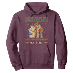 Ugly Christmas Feminist Raccoon Gift Hoodie Reproductive Rights Are Human Rights TS12 Maroon Print Your Wear