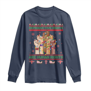 Ugly Christmas Feminist Raccoon Gift Long Sleeve Shirt Reproductive Rights Are Human Rights TS12 Navy Print Your Wear