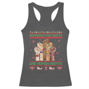 Ugly Christmas Feminist Raccoon Gift Racerback Tank Top Reproductive Rights Are Human Rights TS12 Dark Heather Print Your Wear