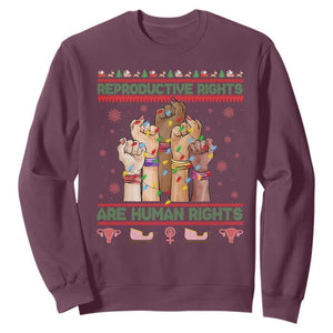 Ugly Christmas Feminist Raccoon Gift Sweatshirt Reproductive Rights Are Human Rights TS12 Maroon Print Your Wear
