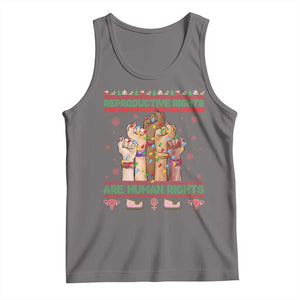 Ugly Christmas Feminist Raccoon Gift Tank Top Reproductive Rights Are Human Rights TS12 Deep Heather Print Your Wear