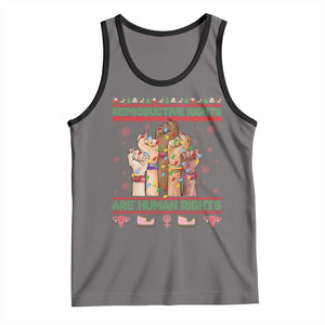 Ugly Christmas Feminist Raccoon Gift Tank Top Reproductive Rights Are Human Rights TS12 Deep Heather Black Print Your Wear