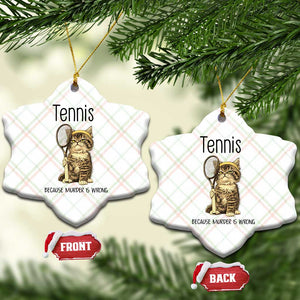 Funny Cat Plays Tennis Ceramic Ornament Because Murder Is Wrong TS12 Print Your Wear
