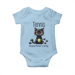 Funny Tennis Cat Gift Baby Onesie Because Murder Is Wrong TS12 Light Blue Print Your Wear