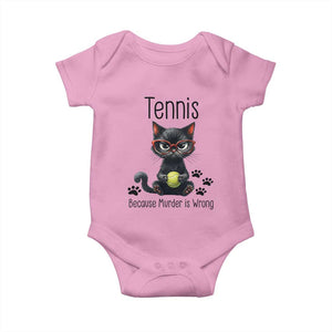 Funny Tennis Cat Gift Baby Onesie Because Murder Is Wrong TS12 Light Pink Print Your Wear