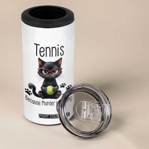 Funny Tennis Cat Gift 4 in 1 Can Cooler Tumbler Because Murder Is Wrong TS12 Print Your Wear