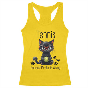 Funny Tennis Cat Gift Racerback Tank Top Because Murder Is Wrong TS12 Daisy Print Your Wear