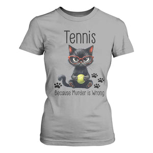 Funny Tennis Cat Gift T Shirt For Women Because Murder Is Wrong TS12 Sport Gray Print Your Wear
