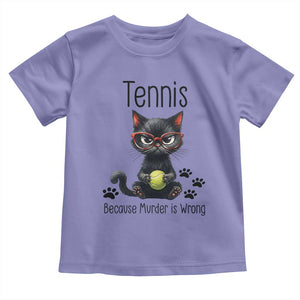 Funny Tennis Cat Gift Toddler T Shirt Because Murder Is Wrong TS12 Violet Print Your Wear